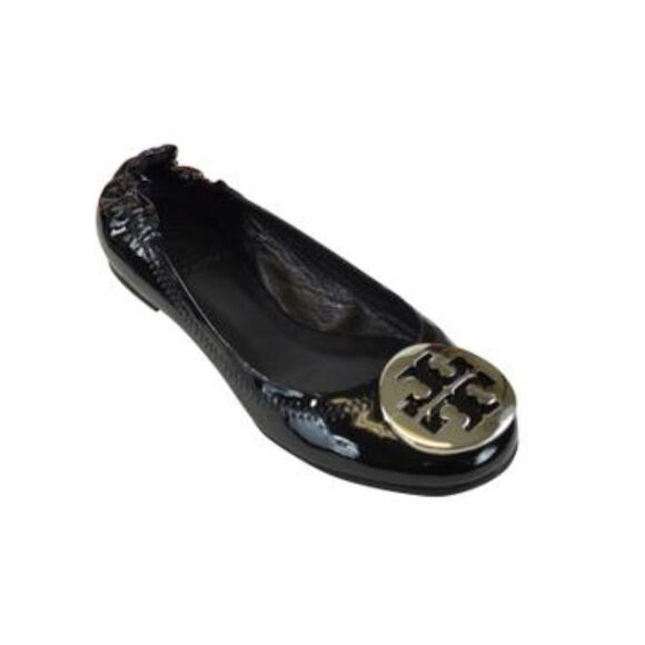 Tory Burch Black Classic Reva Patent Flats 5 - Picture 1 of 6